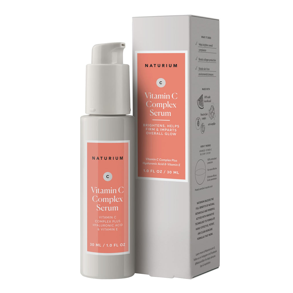 Naturium Vitamin C Complex Serum, Hyaluronic Acid & Vitamin E, 2 fl oz | Facial Treatment for Fine Lines & Wrinkles, Anti-Aging Formula for Hydration, Sensitive Skin, Travel Size, Face Serm