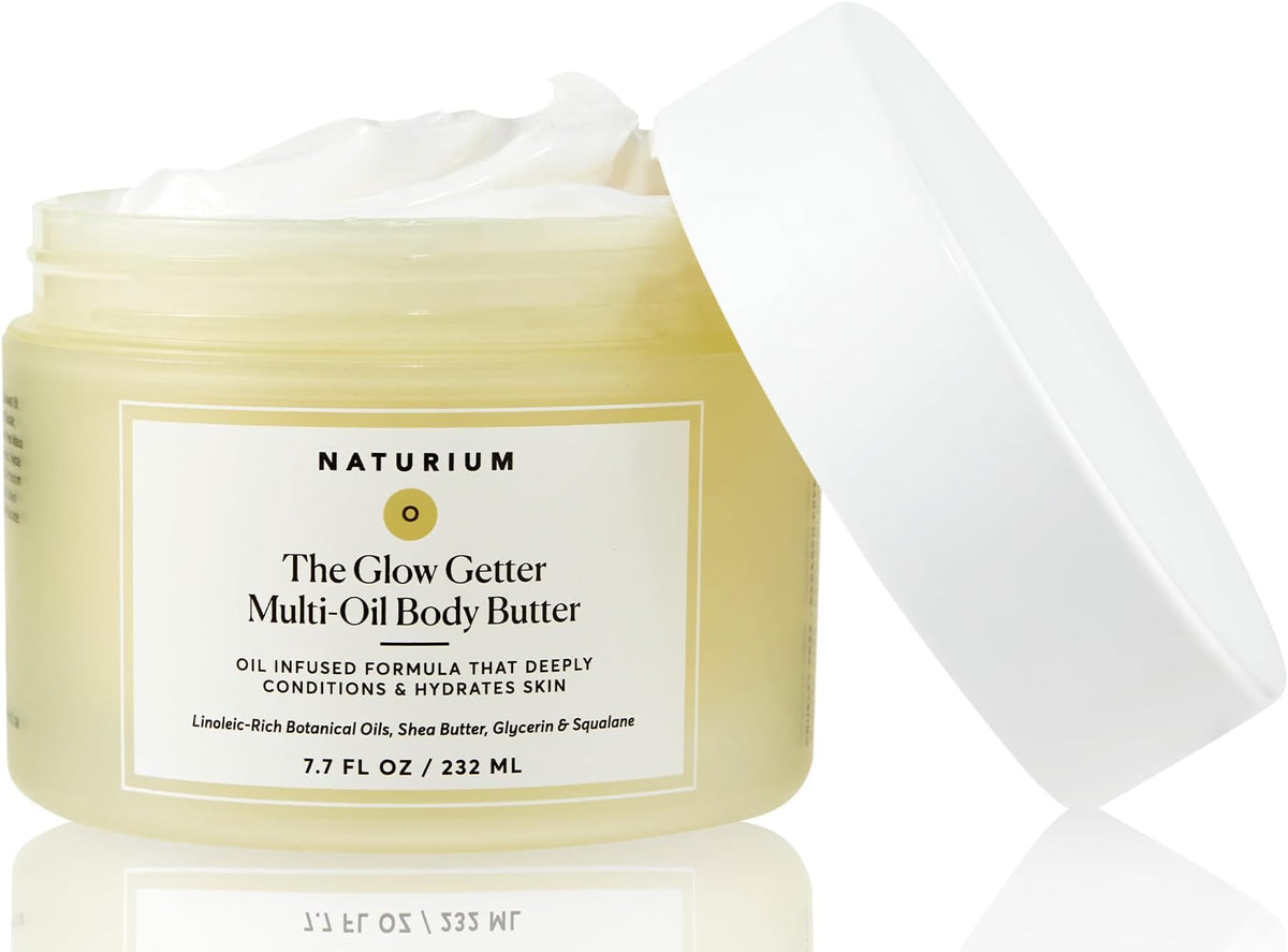 Naturium The Glow Getter Multi-Oil Body Butter, 7.7 fl oz | Nourishing Whipped Moisturizer, Oil Infused Formula with Shea Butter, Glycerin & Squalane, Deep Hydration for All Skin Types