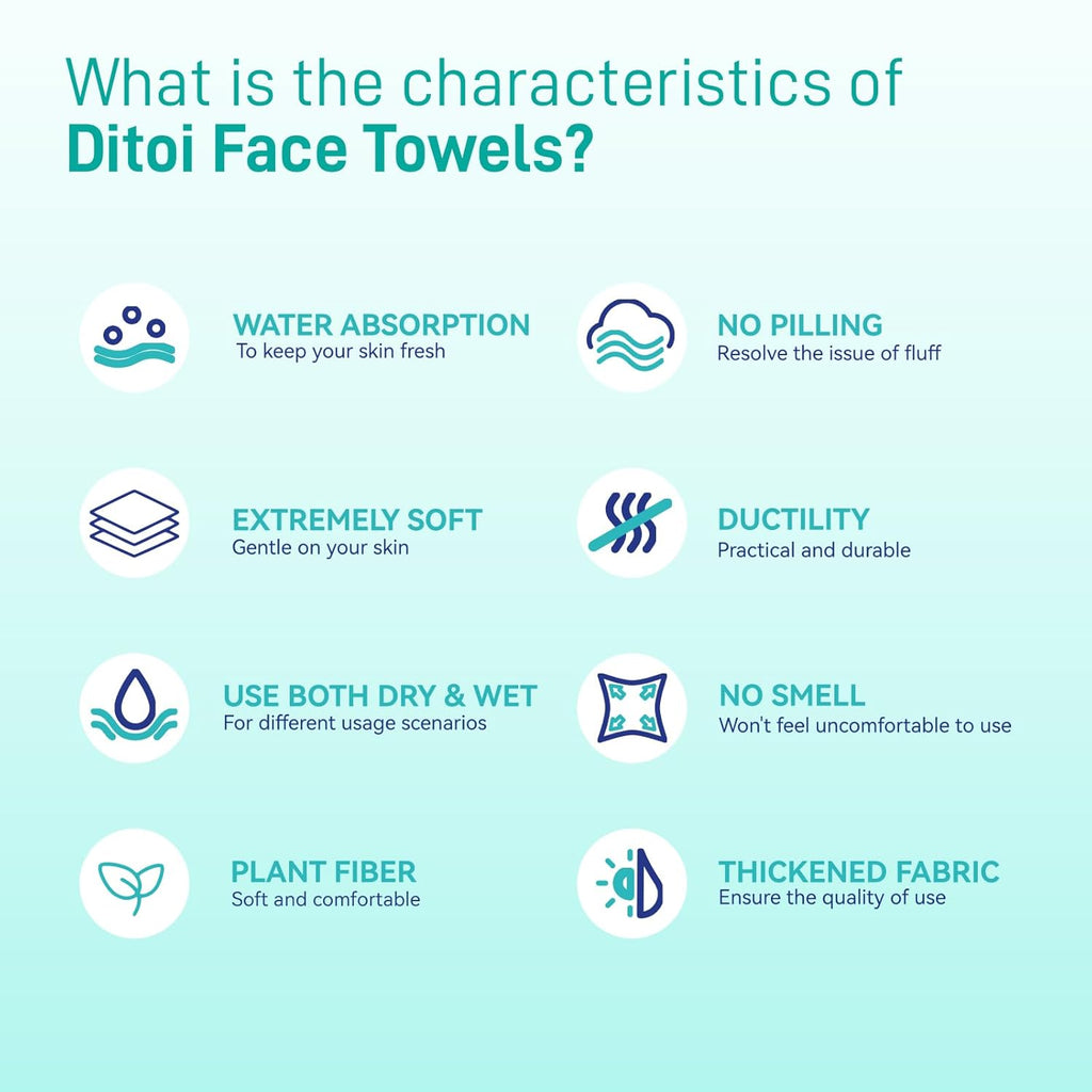 Ditoi Face Towels XXL, Ultra‑Soft Disposable Facial Towels