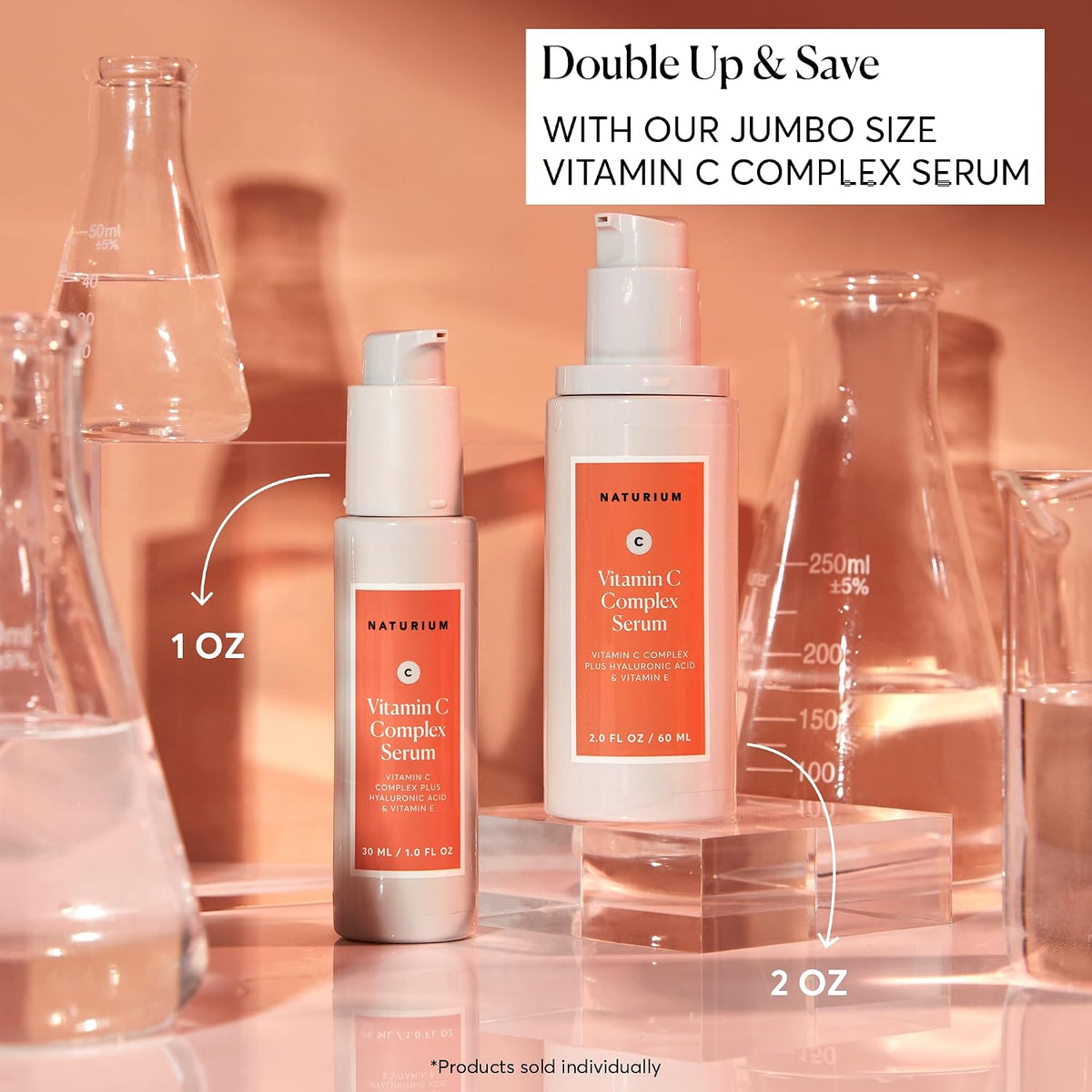 Naturium Vitamin C Complex Serum, Hyaluronic Acid & Vitamin E, 2 fl oz | Facial Treatment for Fine Lines & Wrinkles, Anti-Aging Formula for Hydration, Sensitive Skin, Travel Size, Face Serm