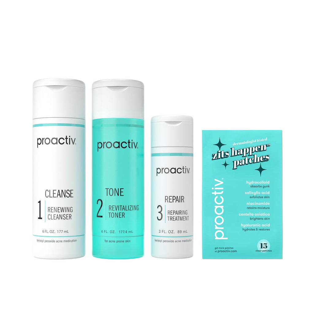 Proactiv 3 Step Acne Treatment - Benzoyl Peroxide Face Wash, Repairing Acne Spot Treatment for Face And Body, Exfoliating Toner - 60 Day Complete Acne Skin Care Kit