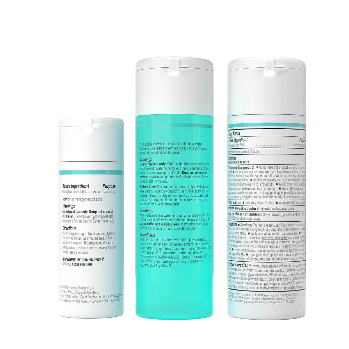 Proactiv 3 Step Acne Treatment - Benzoyl Peroxide Face Wash, Repairing Acne Spot Treatment for Face And Body, Exfoliating Toner - 60 Day Complete Acne Skin Care Kit