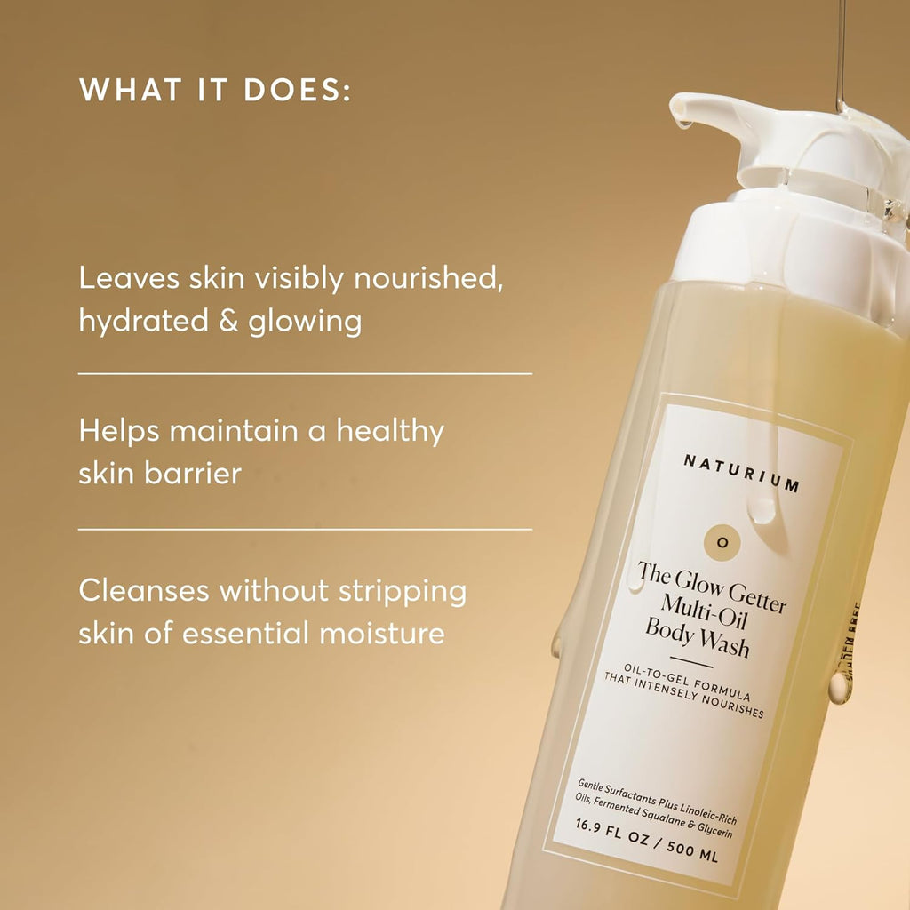 Naturium The Glow Getter Multi-Oil Body Wash, 16.9 fl oz | Nourishing Gentle Cleanser, Dissolves Impurities, Hydrating Base Protects Essential Moisture, for All Skin Types