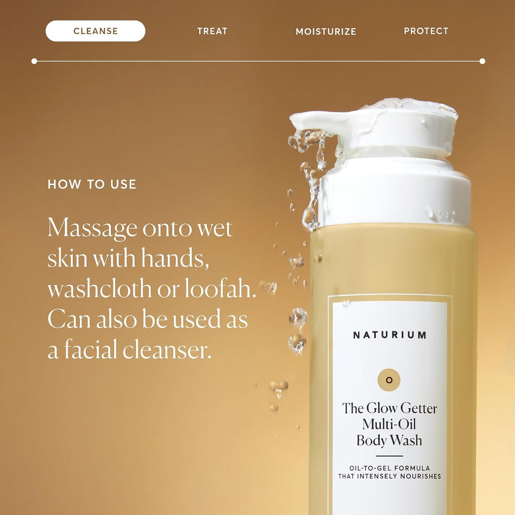 Naturium The Glow Getter Multi-Oil Body Wash, 16.9 fl oz | Nourishing Gentle Cleanser, Dissolves Impurities, Hydrating Base Protects Essential Moisture, for All Skin Types