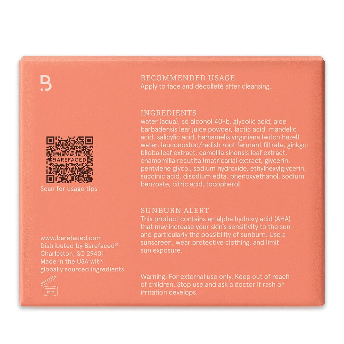 Barefaced Toning and Exfoliating Pads | Glycolic and Salicylic Acid Face Wipes for Blemishes, Dark Spots, and Uneven Texture | Daily Resurfacing Peels for Clear, Glowing Skin (60 Pads)
